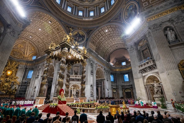 View of St. Peter's Basilica during the Jan. 26, 2025 Word of God Sunday Mass, which concluded the Vatican's Jubilee of Communications. Credit: Daniel Ibáñez/CNA