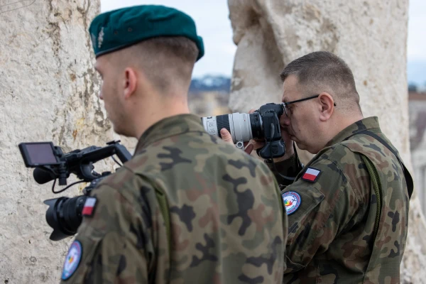 Polish military photographers document the Armed Forces Jubilee Mass in St. Peter’s Square on Feb. 9, 2025. Credit: Daniel Ibáñez/CNA