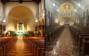 St. Benedict Church in Baltimore, Maryland (left) and St. Benedict Church in Richmond, Virginia. Credit: St. Benedict Church; Daniel Payne/CNA