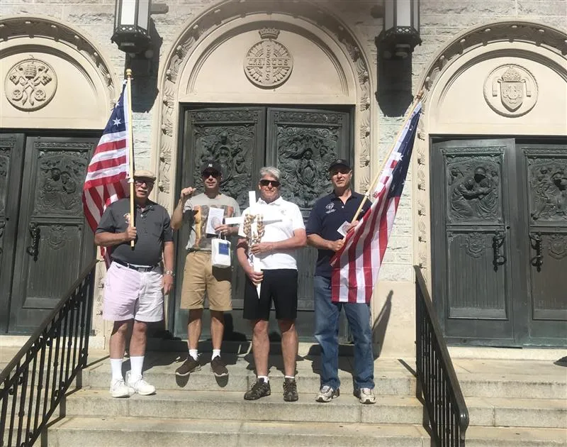 A handful of LOFRON resolution members stand outside of the Cathedral of St. Mary of the Assumption in Trenton, New Jersey. It was here where they recited the Prayer of Consecration of America to the Immaculate Heart of Mary on July 4, 2022.?w=200&h=150