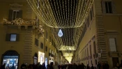 Christmas lights line a street in Rome, Italy, Dec. 17, 2024.