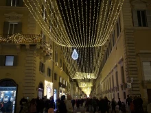 Christmas lights line a street in Rome, Italy, Dec. 17, 2024.