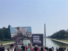 Students and pro-life advocates gather at the Lincoln Memorial for a rally commemorating the second anniversary of the overturning of Roe v. Wade on June 22, 2024.