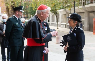 Cardinal Vincent Nichols and London police chief Cressida Dick meet outside of Westminster Cathedral, Nov. 9, 2021. Mazur/cbcew.org.uk.