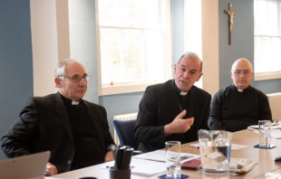 A post-plenary press conference at the London headquarters of the Bishops’ Conference of England and Wales, Nov. 19, 2021. Mazur/catholicnews.org.uk.