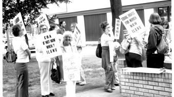 Women demonstrate for the Equal Rights Amendment in 1978.