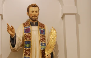 A statue of Blessed Stanley Rother at the new shrine in his honor in Oklahoma City. Joe Holdren/EWTN News