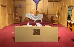 St. Paulinus Catholic Church was vandalized sometime between Friday night and Saturday morning prior to Palm Sunday liturgy 2023. Father Ryan Salisbury