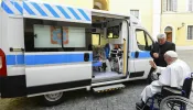 Pope Francis blesses the ambulance that he donated in June 2024 to to treat the wounded in Ukraine’s Ternopil region.