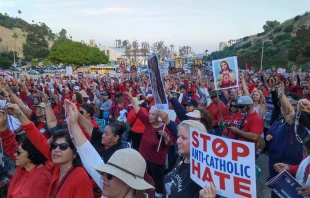 Thousands protest outside Dodgers Stadium June 16, 2023, while the Dodgers' honored the controversial group the "Sisters of the Perpetual Indulgence." Photo courtesy of CatholicVote