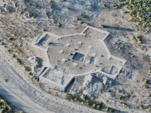 A reconstruction of an ancient church recently discovered in Armenia. The newly discovered church measures about 100 feet across and is shaped like an octagon with “cruciform annexes oriented east-west and north-south,” according to Achim Lictenberger, who noted the discovery of a similar structure from a slightly later period found in Abchazia (Sebastopol).