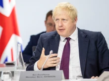 British Prime Minister Boris Johnson speaks at the G7 summit in Biarritz, France, in 2019.