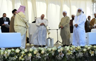 Pope Francis participates in an interreligious meeting at the site of Ur, outside Nasiriyah, Iraq, March 6, 2021. Vatican Media