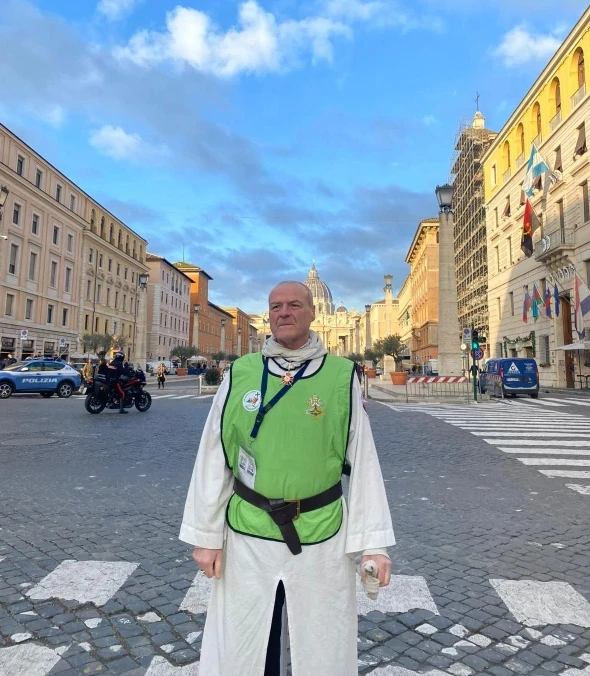 Achille Ticine, 68, on Via della Conciliazione. Credit: Victoria Cardiel/EWTN News