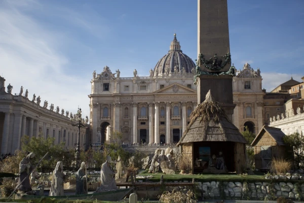 A Nativity is depicted in St. Peter's Square in Vatican City, Wednesday, Dec. 18, 2024. Credit: Courtney Mares/CNA