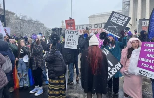 Pro-life progressives rally for the unborn at the March for Life in front of the Supreme Court on Jan. 19, 2024. Credit: Tyler Arnold/CNA