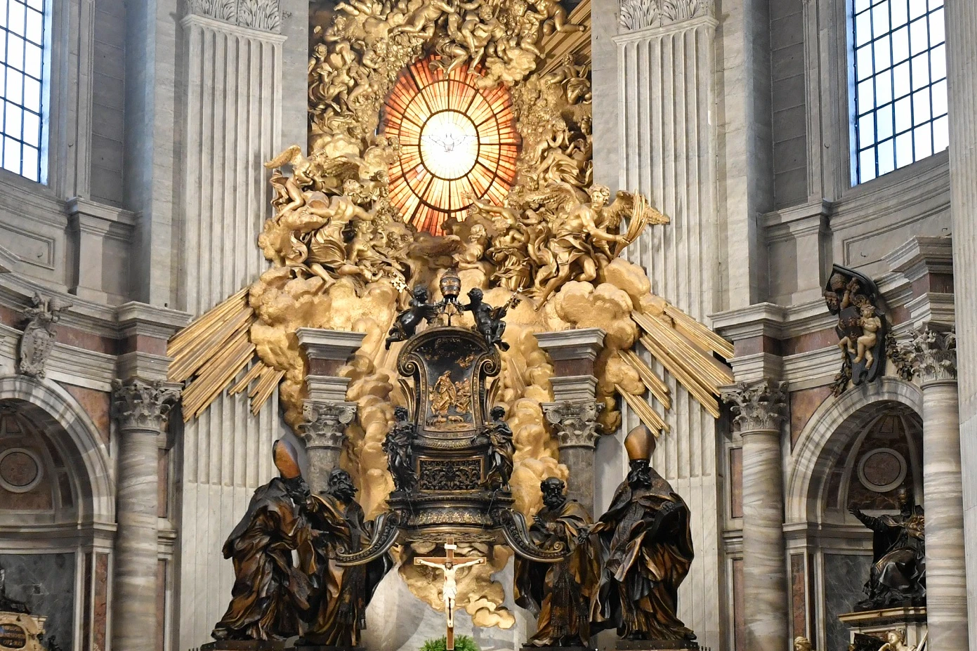 Altar of the Chair in St. Peter's Basilica, where Bernini's gorgeous bronze monument to the Chair of Peter acts as a massive
bronze reliquary for the historic wooden chair.?w=200&h=150