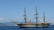 The Amerigo Vespucci Italian naval ship.