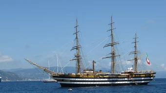 The Amerigo Vespucci Italian naval ship.