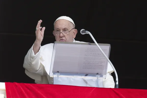 Pope Francis blesses pilgrims gathered in St. Peter's Square for his Angelus address on Aug. 4, 2024. Credit: Vatican Media