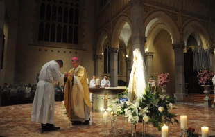 Archbishop Timothy Costelloe at St. Mary’s Cathedral in Perth, Australia. Our Lady of Fatima International Pilgrim Statue - Our Lady of Fatima via Wikimedia (CC BY-SA 2.0).