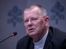 Brazilian Archbishop Jaime Spengler, OFM, speaks at a Synod on Synodality briefing on Oct. 8, 2024, at the Vatican.