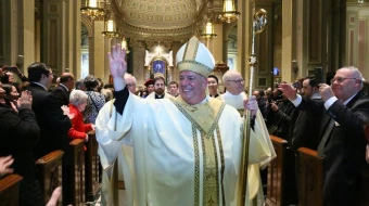 Archbishop Nelson Pérez at his installation Mass on Feb. 18, 2020, at the Cathedral Basilica of Sts. Peter and Paul in Philadelphia.