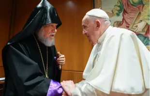 Aram I, the top leader of the Armenian Church of Cilicia, meets with Pope Francis at the Vatican on June 12, 2024. Credit: Vatican Media