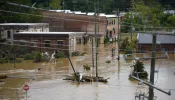 Heavy rains from Hurricane Helene caused record flooding and damage on Sept. 28, 2024, in Asheville, North Carolina.