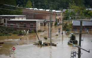 Heavy rains from Hurricane Helene caused record flooding and damage on Sept. 28, 2024, in Asheville, North Carolina. Credit: Melissa Sue Gerrits/Getty Images