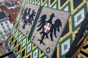 The coat of arms of Austria and Vienna on the Albertine choir roof of St. Stephen’s Cathedral