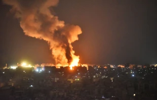 Fire and smoke rise at an area targeted by an Israeli airstrike on Beirut’s southern suburbs on Oct. 6, 2024. Credit: FADEL ITANI/AFP via Getty Images