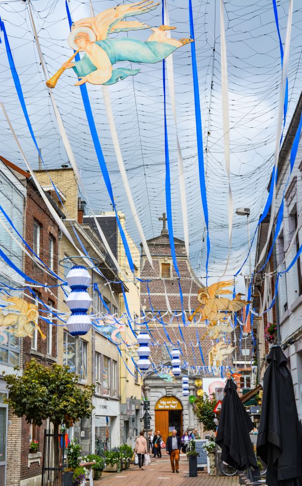 Hasselt street decorated for Virga Jesse, Belgium, August 2017. Credit: Virgajessecomité Hasselt