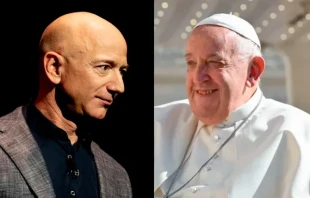 Jeff Bezos, the founder of Amazon, the world’s largest e-commerce company, was accompanied by his fiancée, Lauren Sanchez, at a meeting at the Vatican on Aug. 15, 2024, the Daily Mail reported. Credit: Flickr Daniel Oberhaus, 2019 CC BY 2.0; Vatican Media