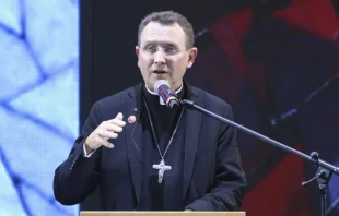 Bishop Andrew Cozzens speaks at the International Eucharistic Congress in Quito, Ecuador, on Sept. 11, 2024. Credit: Eduardo Berdejo/EWTN News