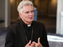 Bishop Thomas Daly of Spokane, Washington, chairman of the U.S. Conference of Catholic Bishops’ Committee on Catholic Education, speaks to CNA during the USCCB’s fall plenary assembly on Nov. 13, 2024.