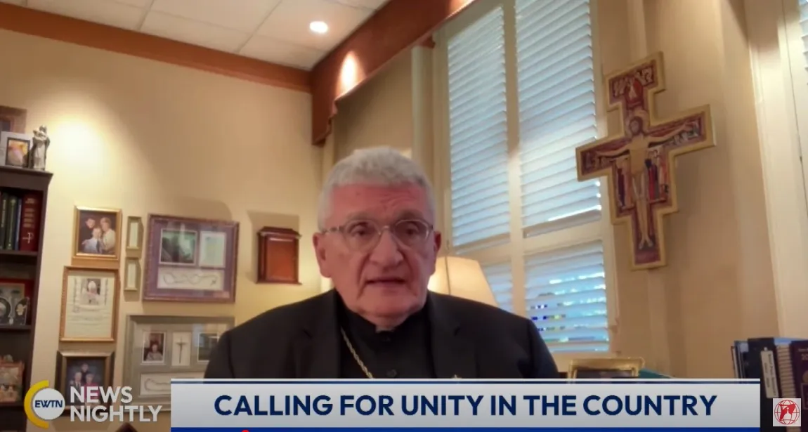 Bishop David Zubik of Pittsburgh speaks with anchor Tracy Sabol on “EWTN News Nightly” on July 15, 2024, about the attempted assassination of former president Donald Trump.?w=200&h=150