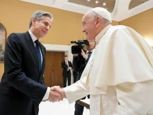 Pope Francis receives Secretary of State Antony Blinken at the Vatican, Nov. 27, 2024.