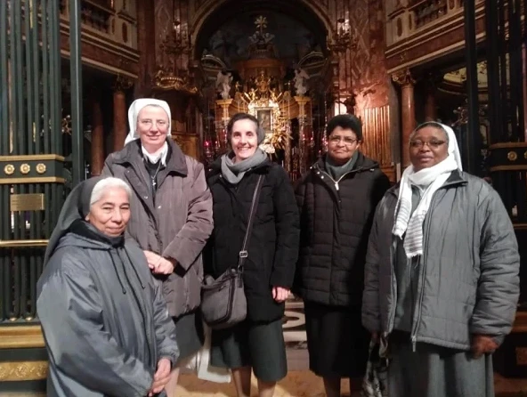 Sister Simona Brambilla (upper left), pictured here with other Consolata Missionaries. Credit: Consolata Missionaries