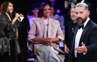 Russell Brand, Candace Owens, and Shia LeBeouf. Credit: Kevin Mazur/Getty Images for The Recording Academy; Jason Davis/Getty Images; and Pascal Le Segretain/Getty Images