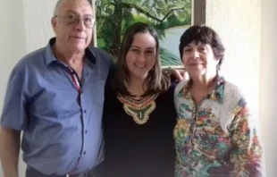 María Auxiliadora Vaz de Arruda, known as Doña Dora (right), was the coordinator of the extraordinary ministers of holy Communion at her parish. Her husband, José Cloves Arruda (left), also served as an extraordinary minister of the Eucharist. They are pictured here with their daughter Priscilla. Credit: St. Peter the Apostle Parish in Guaratinguetá, Brazil