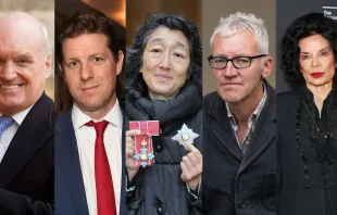 British media executive Sir Nicholas Coleridge, journalist Fraser Nelson, classical pianist Dame Mitsuko Uchida, author Tom Holland, and human rights advocate Bianca Jagger in a July 2, 2024, letter in the London newspaper The Times called upon the Holy See to preserve what they describe as the “magnificent” cultural artifact of the Catholic Church’s Traditional Latin Mass. Credit: ANDREW MATTHEWS/POOL/AFP via Getty Images; David M. Benett/Dave Benett/Getty Images for Spectator Life; Ian Nicholson/WPA Pool/Getty Images; David Levenson/Getty Images; and Dave Benett/Getty Images for Harry's Bar