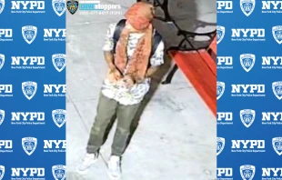 The suspect who allegedly vandalized statues at the St. Therese of Lisieux Roman Catholic Church in Brooklyn is seen in footage on Tuesday, Oct. 22, 2024. Credit: New York City Police Department