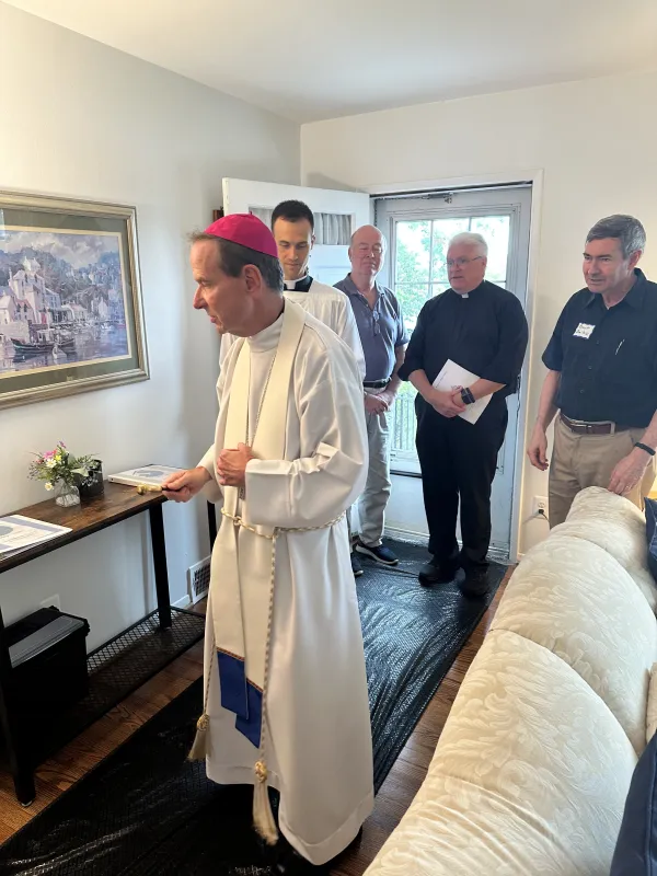 Bishopo Michael Burbidge of Arlington, Virginia, blesses Mary’s Comfort maternity hom on Aug. 9, 2024. Credit: Mary’s Comfort