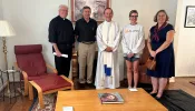 Bishop Michael Burbidge of Arlington, Virginia (center), at his blessing of Mary’s Comfort maternity home on Aug. 9, 2024. More maternity homes are popping up across the United States to house and support pregnant mothers and their babies since Roe v. Wade was overturned by the U.S. Supreme Court in 2022. 