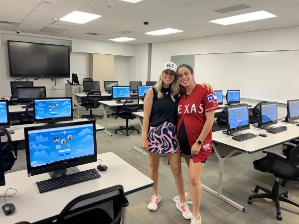 Taylor O'Brien (left) and Mariana Zayas, co-founders of Candid Dating, test their platform ahead of their official launch. Credit: Photo courtesy of Taylor O'Brien