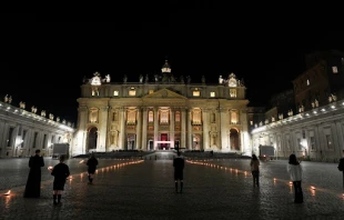 A candlelight Stations of the Cross in St. Peter’s Square on Good Friday 2021. Vatican Media