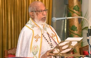 Cardinal George Alencherry preaches at St. Mary’s Cathedral Basilica, Ernakulam, India, on Palm Sunday 2021. Credit: Esthappanos Bar Geevarghese via Wikimedia (CC BY-SA 4.0)