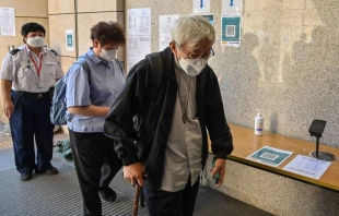 Cardinal Joseph Zen arrives at a court for his trial in Hong Kong on Sept. 26, 2022. Credit: PETER PARKS/AFP via Getty Images