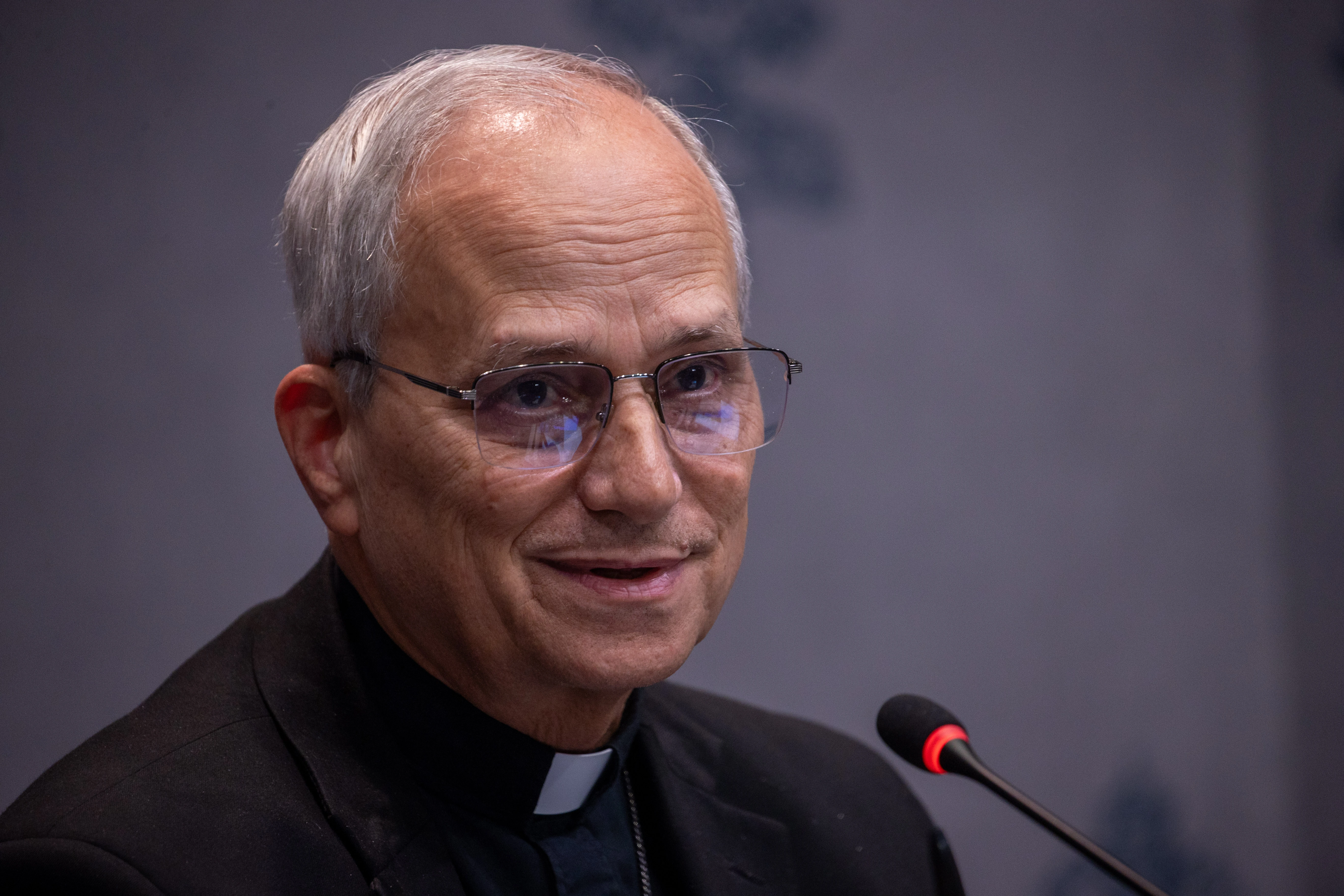 Cardinal Robert Prevost speaks to members of the media during a Synod on Synodality briefing on Oct. 23, 2024, at the Vatican.?w=200&h=150